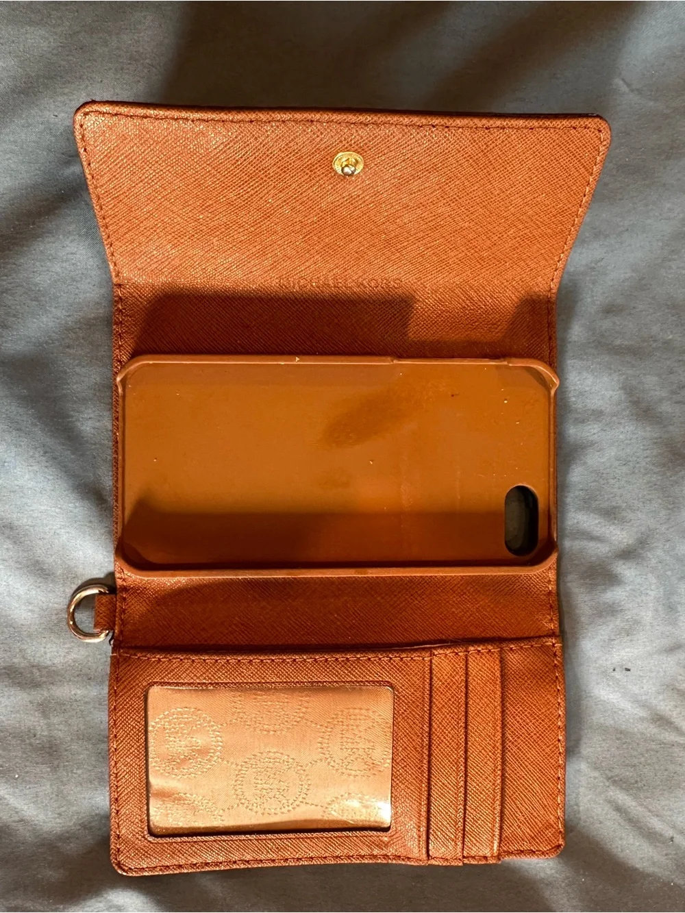 Michael Kors Saffiano Leather I phone Key Card Case wallet